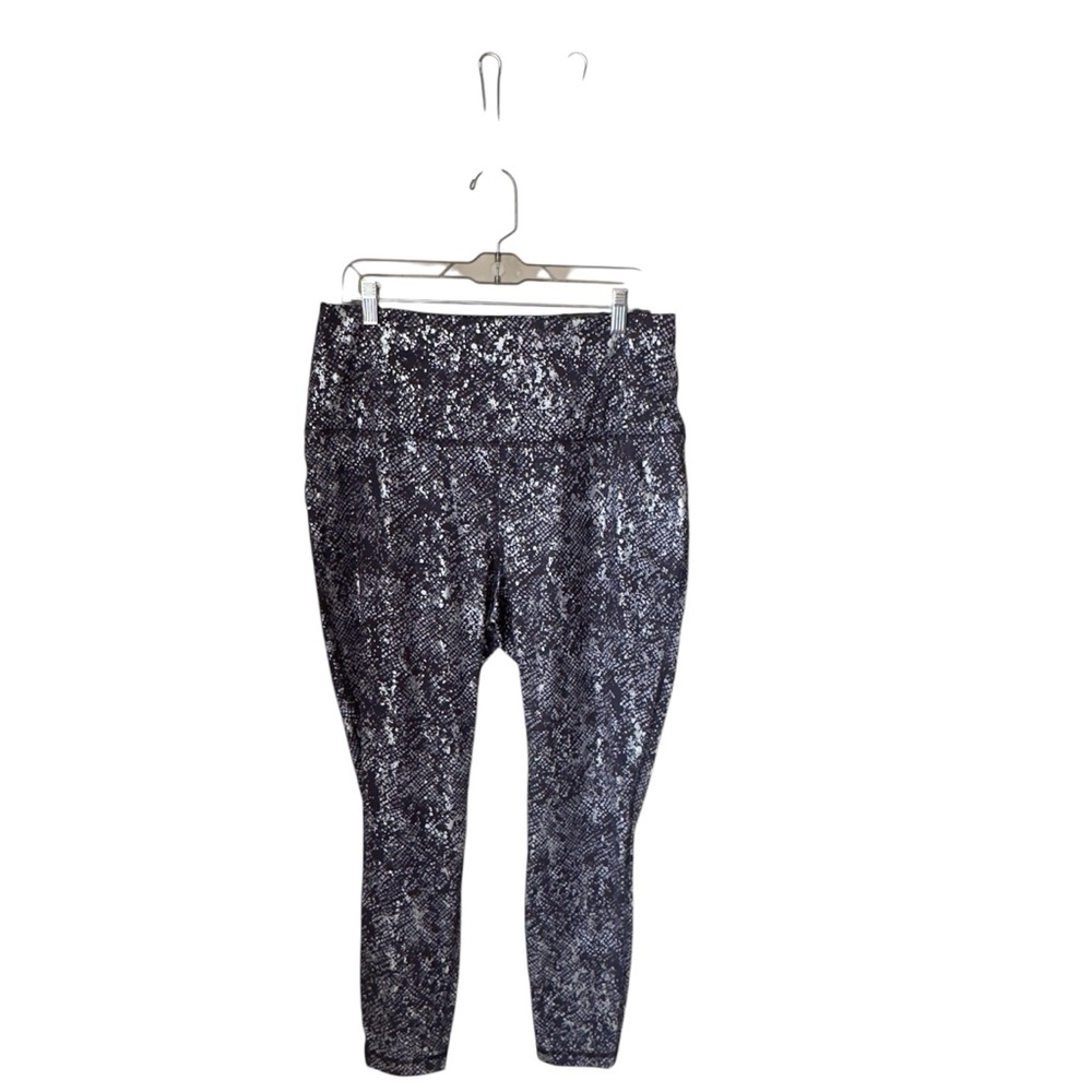 Zelos XL Printed Shine Leggings Black‎ Silver Gray Casual Workout Outdoors